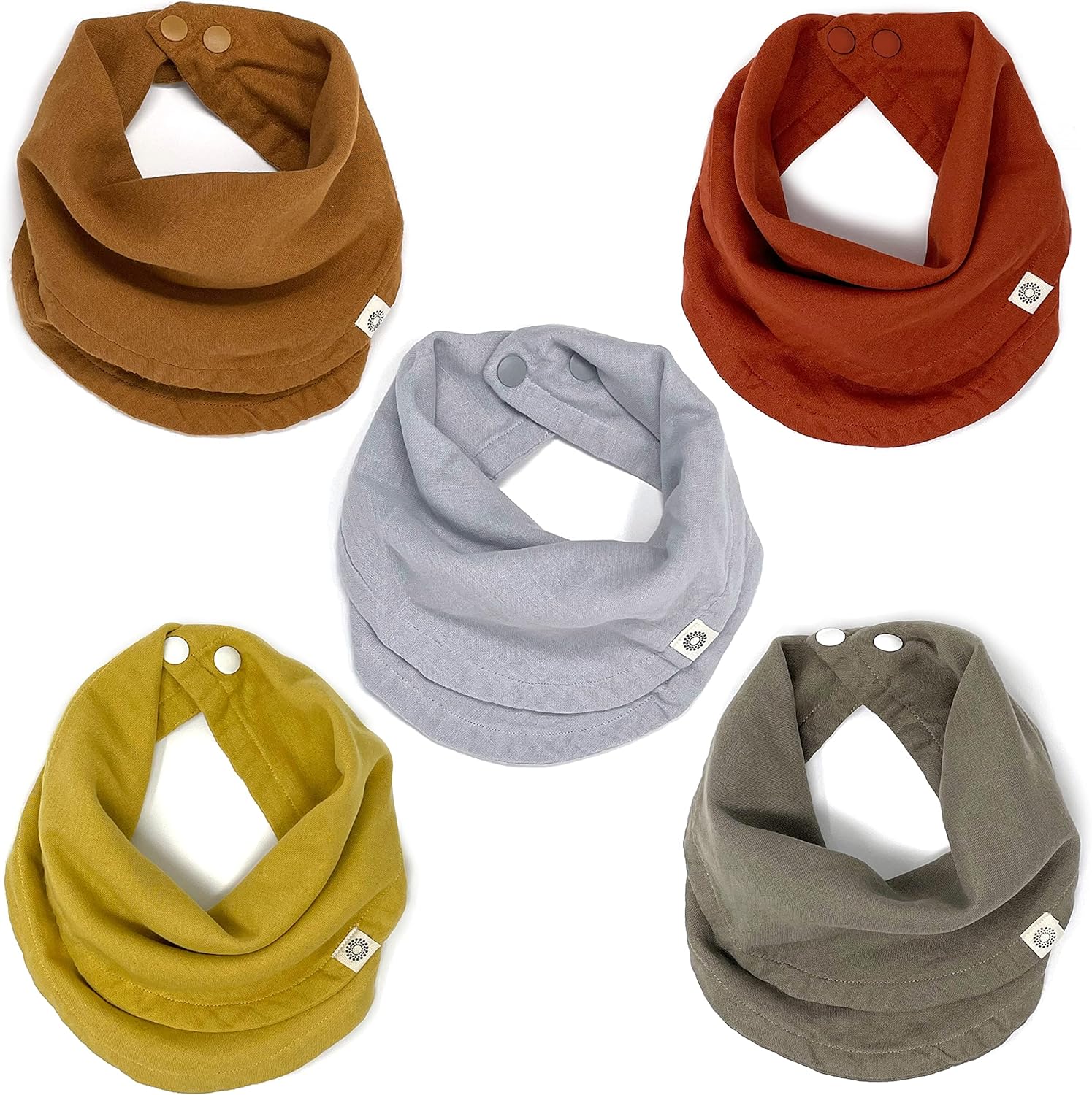Kishu Baby Indi GOTS Organic Infinity Scarf Bib Set - 4-Way Reversible, 8 Layer Muslin Drool Bibs - Image 1